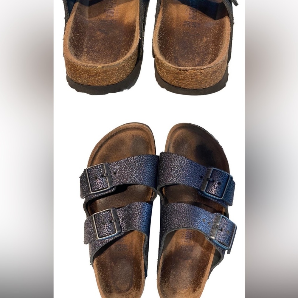 BIRKENSTOCK "Pebbles Metallic Asphalt" Women's Sandals Blue  US 7.5 /  EU 38